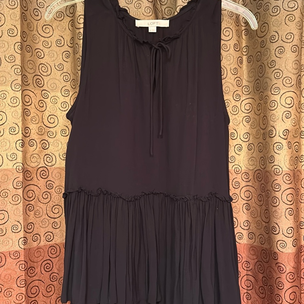 Loft black split blouse size M—